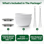 t4u hanging planters for indoor outdoor, 12 inch, package contents