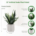 faux snake plant 22" tall, realistic touch leaves shown in use