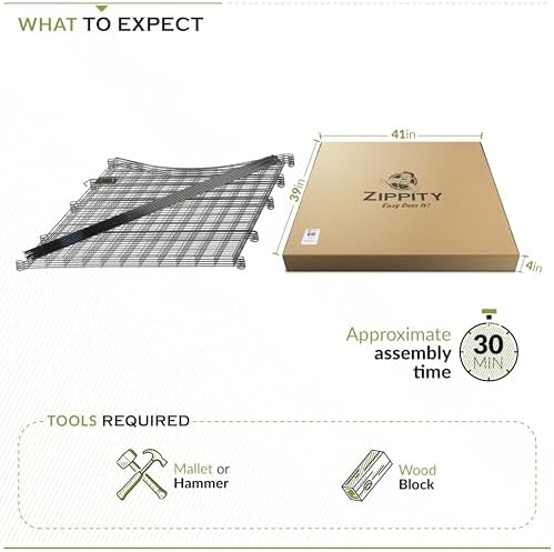 zippity 39in h black metal fence w/ gate, front angle view