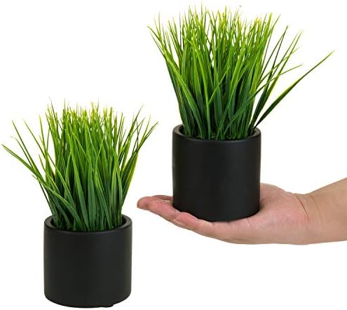 mygift tabletop artificial grass plants decorative faux greenery, package contents