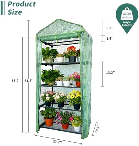 4 tier mini indoor greenhouse,27"x19"x62" greenhouse for indoors&greenhouses shown in use