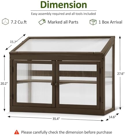 mcombo wooden cold frame garden greenhouse flower planter, close-up detail