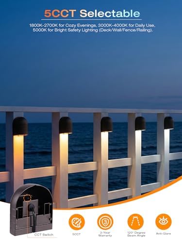 [12 pack] cloudy bay low voltage fence lights,12-24v, side view