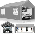 tooluck carport 10'x20' heavy duty portable garage showing dimensions
