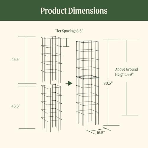 vego garden tomato cage 16.5" square heavy-duty for shown in use