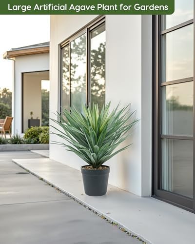 velener artificial agave plant in black pot with, view 9