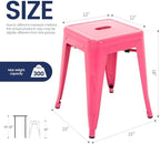 18 inch metal stools set of 2, stackable, close-up detail