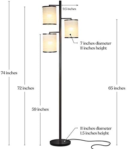 brightech liam floor lamp, great living room décor showing dimensions