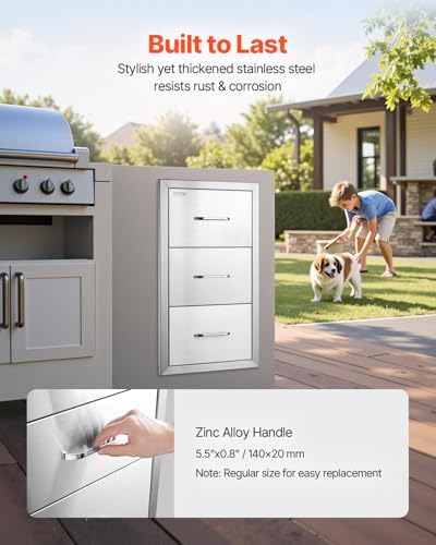 vevor outdoor kitchen drawers 16"w x 28.5"h x showing dimensions