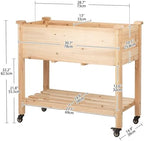 raised garden bed with lockable wheels, 32x16x32 inch shown in use