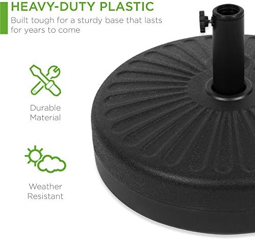 best choice products fillable umbrella base stand round, close-up detail