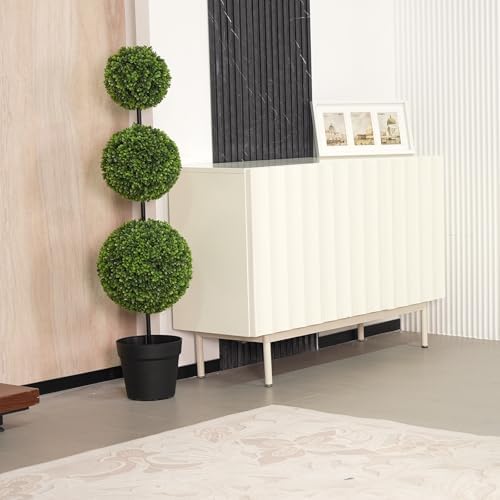 vivatrees 4ft uv-resistant artificial triple ball boxwood topiary, view 9