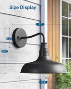 dewenwils 2 pack gooseneck barn outdoor wall light showing dimensions
