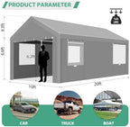 tooluck carport 10'x20' heavy duty portable garage shown in use