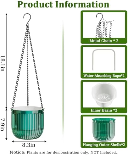 halatool 2 pack 8.3 inch self-watering hanging planters shown in use