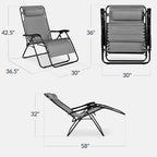 Best Choice Products Set of 2 Extra Wide Adjustable Steel Mesh Zero Gravity Lounge Chair Recliners w/Pillows and Cup Holder Trays - Ice Gray