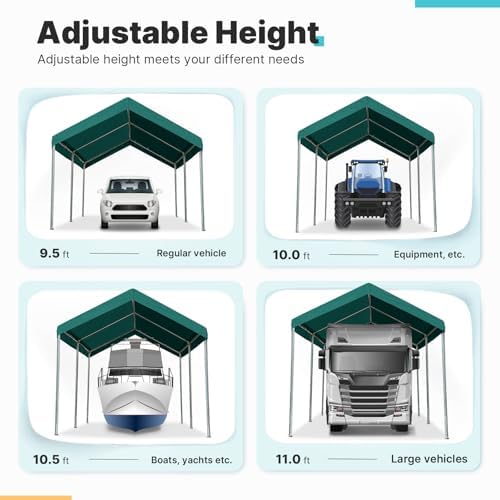 advance outdoor adjustable 10x15 ft heavy duty carport shown in use