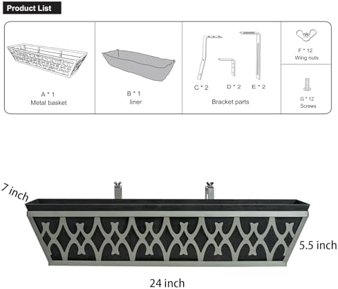 24 inch window boxes planters railing planter box showing dimensions