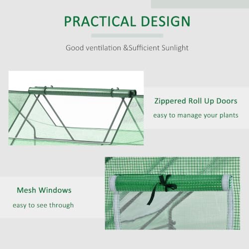 outsunny 71" x 55" x 32" mini greenhouse showing dimensions