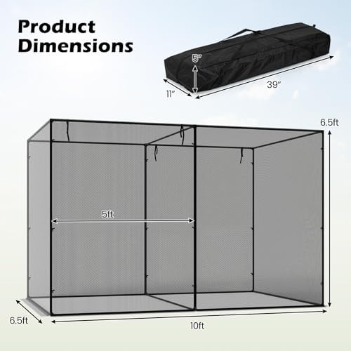 tangkula 10x6.5x6.5 ft crop cage, plant protection tent, side view