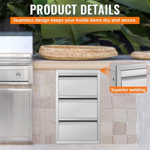 outdoor kitchen drawers stainless steel flush mount bbq, side view