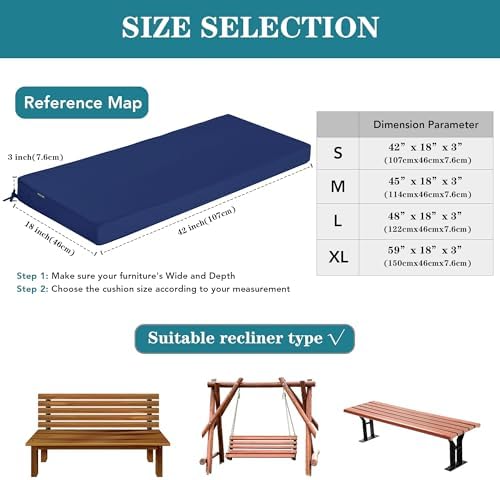 outdoor bench cushion waterproof 42 x 18 x showing dimensions