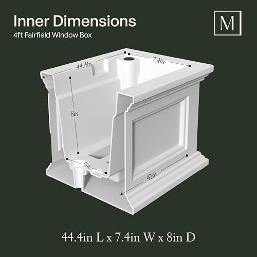 mayne fairfield 48in self-watering rectangular window box planter on a desk or shelf