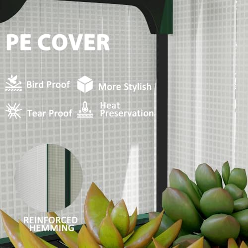 outsunny 4 tier mini greenhouse w/ screen roof, side view