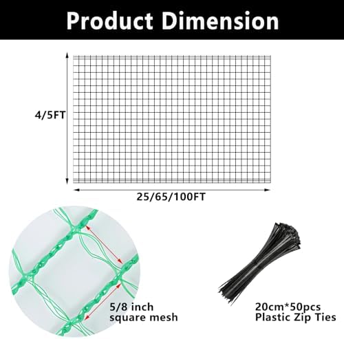 poyee deer fence netting 5x100ft plastic mesh netting, close-up detail