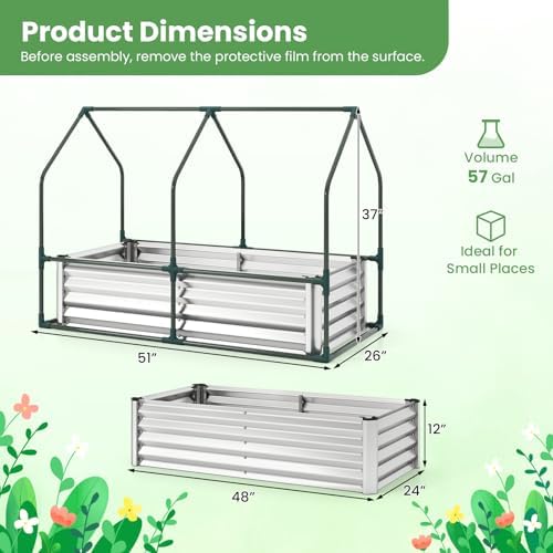 giantex 4x2x3 ft galvanized raised garden bed with, view 9