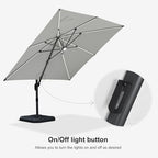 purple leaf cantilever patio umbrella 10' x 10' on a desk or shelf