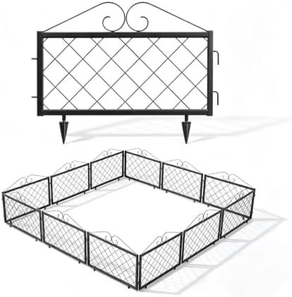 zhongma decorative metal garden fence, pack of 4pcs showing dimensions