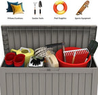 mars villa 75 gallon deck box, outdoor storage, side view