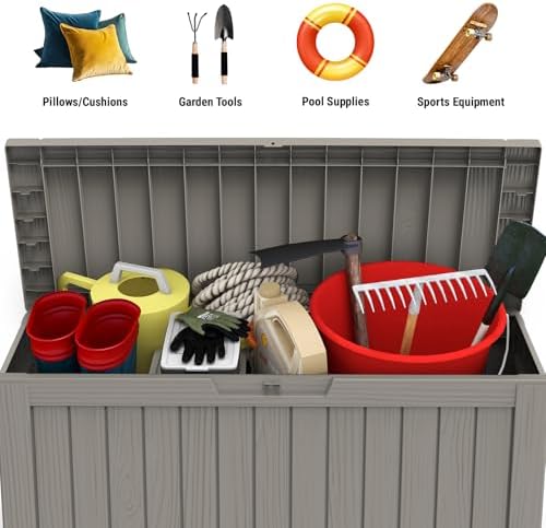 mars villa 75 gallon deck box, outdoor storage, side view