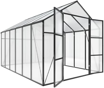 greenhouse for outdoors 8x12x7.8ft, polycarbonate greenhouse with stronger, front angle view