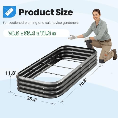 quictent galvanized oval raised garden bed kit, 6x3x1, package contents