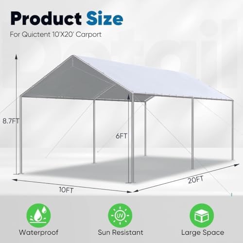 quictent 10x20 ft heavy duty car canopy galvanized, package contents