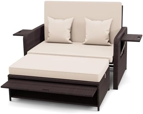 nightcore wicker patio outdoor daybed, outdoor chaise lounger, view 9