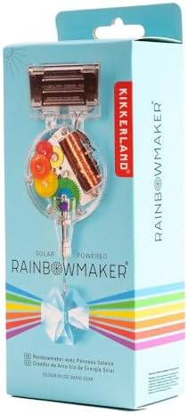 kikkerland solar powered rainbow maker – prism suncatcher, front angle view