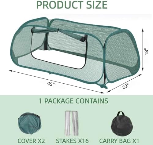 raised garden bed covers(45"x22"x18"), pop up mesh plant shown in use