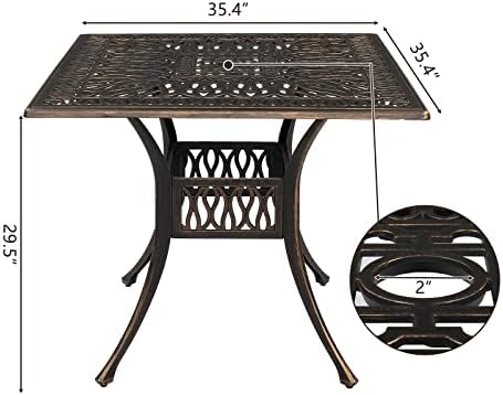 vingli 5 pieces outdoor patio dining set, cast, front angle view
