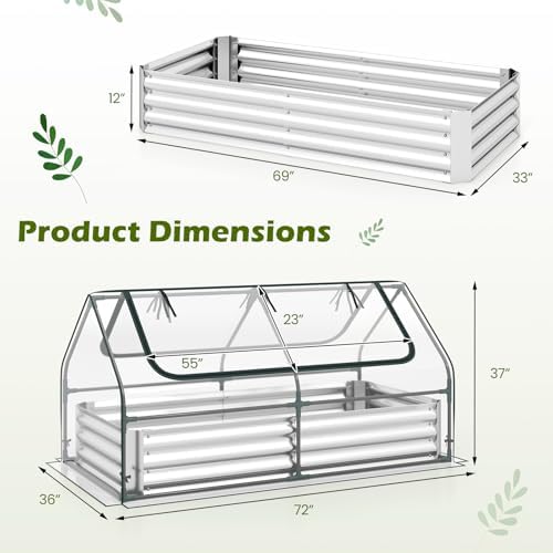 s afstar raised garden bed with cover, 6ft, front angle view