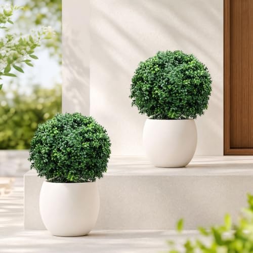 24 inch artificial boxwood topiary trees, set of, view 9