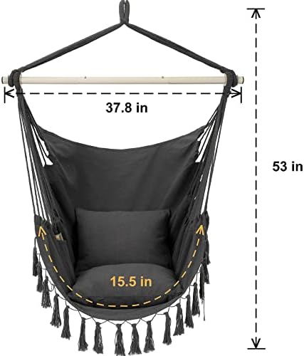 y- stop hammock chair hanging rope swing, max, side view