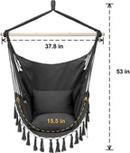y- stop hammock chair hanging rope swing, max, side view