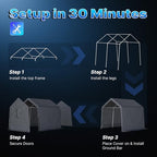 advance outdoor 8x8 ft storage shelter garage tent shown in use