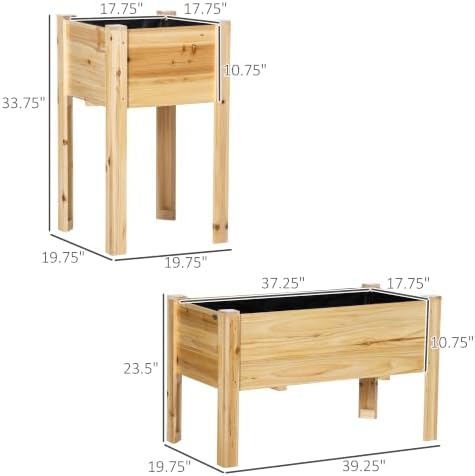 outsunny raised garden bed set of 3, wooden on a desk or shelf