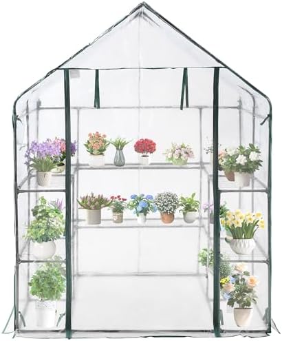 sungift walk-in greenhouse kit, upgraded pvc clear, 57x61x80, view 9