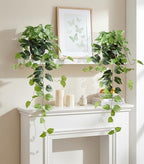 fake plants 2 pcs faux pothos plants potted, front angle view