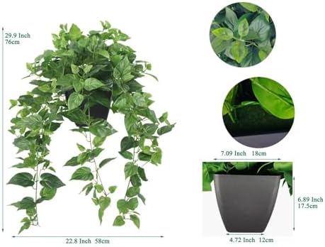 365 blooming decor realistic artificial potted pothos ivy, side view